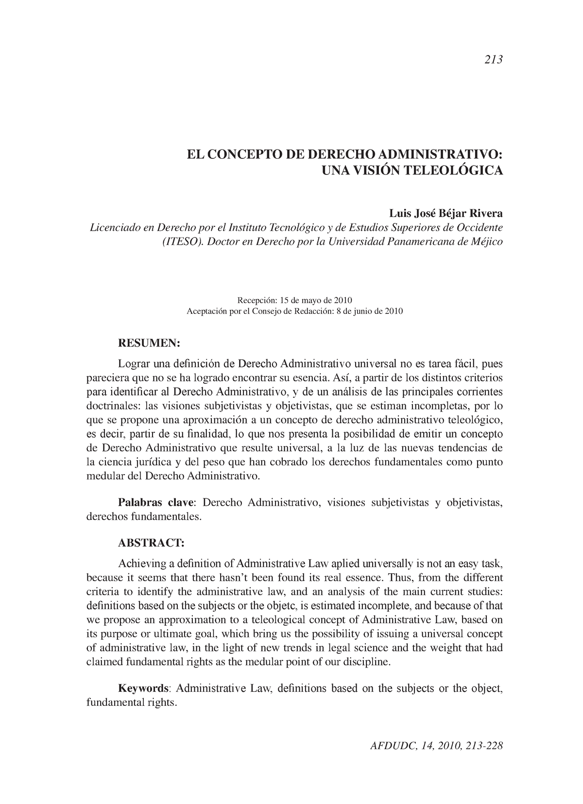 El concepto de derecho administrativo: una visión teleológica